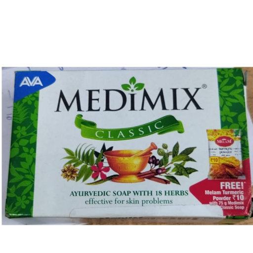 MEDIMIX SOAP 75G (FREE MELAM TURMERIC POWDER)_34RS